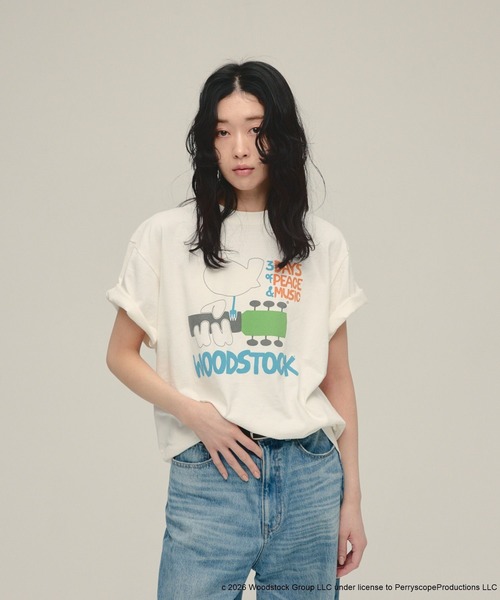 eL(エル)の「【eL】Wood Stock TEE SS/653158(Tシャツ/カットソー・レディース・ホワイト系その他/ブラック系その他・FREE)」の1枚目の写真