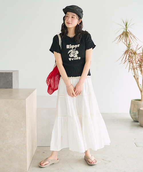 FREAK'S STORE(フリークスストア)の「FRUIT OF THE LOOM × FREAK'S STORE/フルーツオブザルーム 別注 シャーリング ロゴTシャツ(Tシャツ/カットソー・レディース・レモンイエロー/オフホワイト/レッド/ブラック・フリ-)」の18枚目の写真