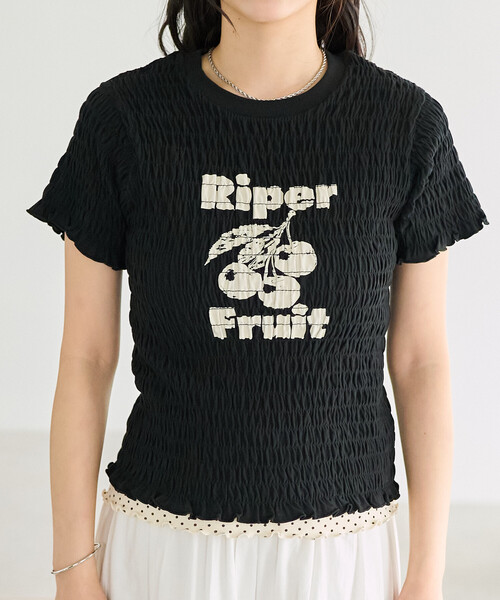 FREAK'S STORE(フリークスストア)の「FRUIT OF THE LOOM × FREAK'S STORE/フルーツオブザルーム 別注 シャーリング ロゴTシャツ(Tシャツ/カットソー・レディース・レモンイエロー/オフホワイト/レッド/ブラック・フリ-)」の12枚目の写真