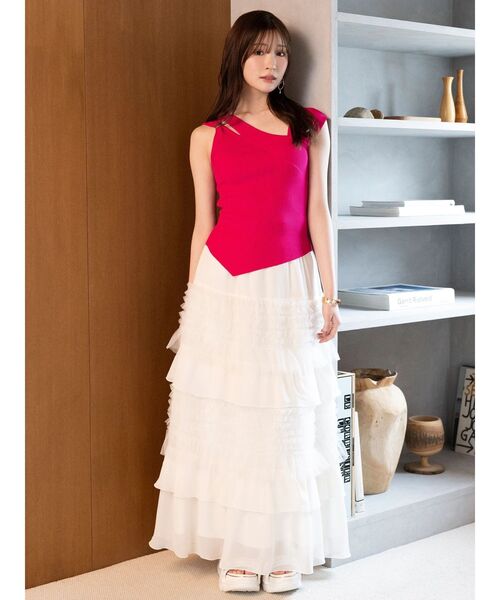 MERCURYDUO(マーキュリーデュオ)の「ティアードボリュームスカート(スカート・レディース・アイボリー/ライトグレー・MEDIUM/SMALL)」の7枚目の写真