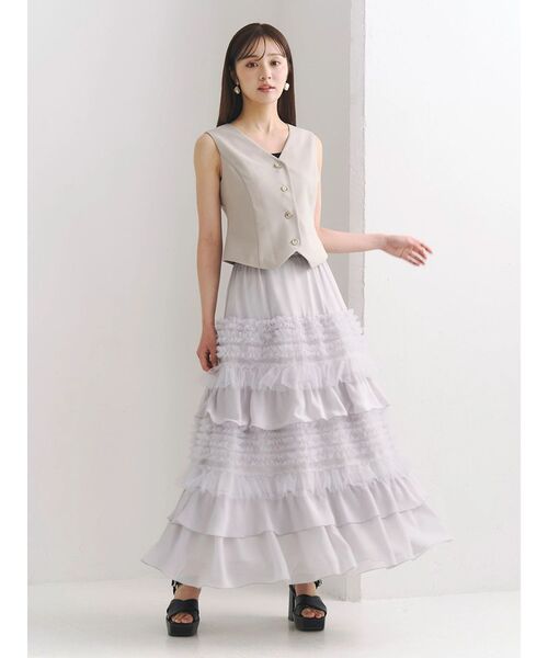MERCURYDUO(マーキュリーデュオ)の「ティアードボリュームスカート(スカート・レディース・アイボリー/ライトグレー・MEDIUM/SMALL)」の10枚目の写真