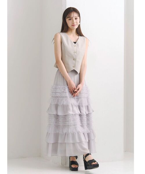 MERCURYDUO(マーキュリーデュオ)の「ティアードボリュームスカート(スカート・レディース・アイボリー/ライトグレー・MEDIUM/SMALL)」の12枚目の写真