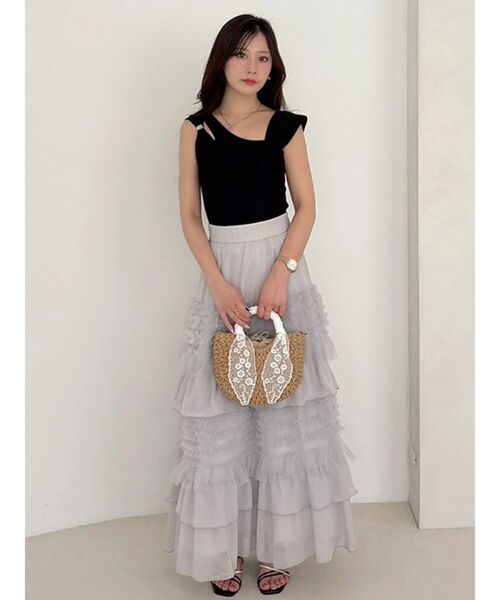 MERCURYDUO(マーキュリーデュオ)の「ティアードボリュームスカート(スカート・レディース・アイボリー/ライトグレー・MEDIUM/SMALL)」の13枚目の写真