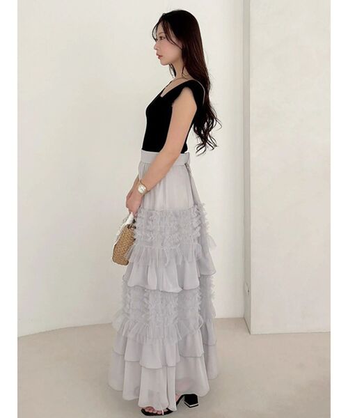 MERCURYDUO(マーキュリーデュオ)の「ティアードボリュームスカート(スカート・レディース・アイボリー/ライトグレー・MEDIUM/SMALL)」の14枚目の写真