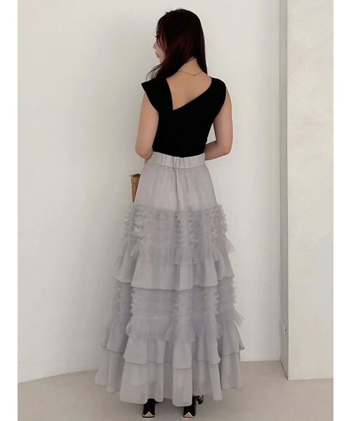 MERCURYDUO(マーキュリーデュオ)の「ティアードボリュームスカート(スカート・レディース・アイボリー/ライトグレー・MEDIUM/SMALL)」の15枚目の写真