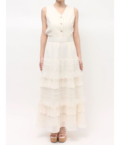 MERCURYDUO(マーキュリーデュオ)の「ティアードボリュームスカート(スカート・レディース・アイボリー/ライトグレー・MEDIUM/SMALL)」の4枚目の写真