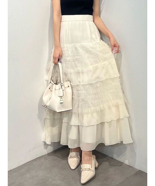 MERCURYDUO(マーキュリーデュオ)の「ティアードボリュームスカート(スカート・レディース・アイボリー/ライトグレー・MEDIUM/SMALL)」の12枚目の写真