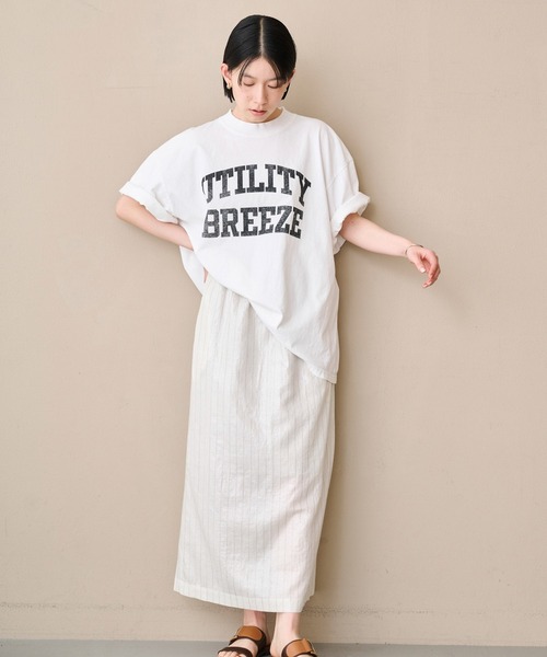 kha:ki（カーキ）の「「KHA:KI / カーキ」ワイドTシャツ -ユーティリティブリーズ-（Tシャツ/カットソー・レディース・ホワイト/ブラウン/ブラック・1）」の4枚目の写真