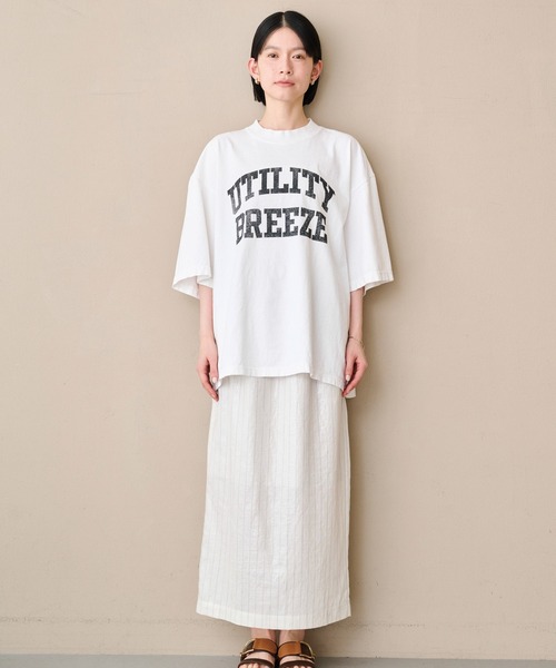 kha:ki（カーキ）の「「KHA:KI / カーキ」ワイドTシャツ -ユーティリティブリーズ-（Tシャツ/カットソー・レディース・ホワイト/ブラウン/ブラック・1）」の5枚目の写真