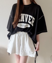 ロゴプリントオーバーサイズステッチTシャツ