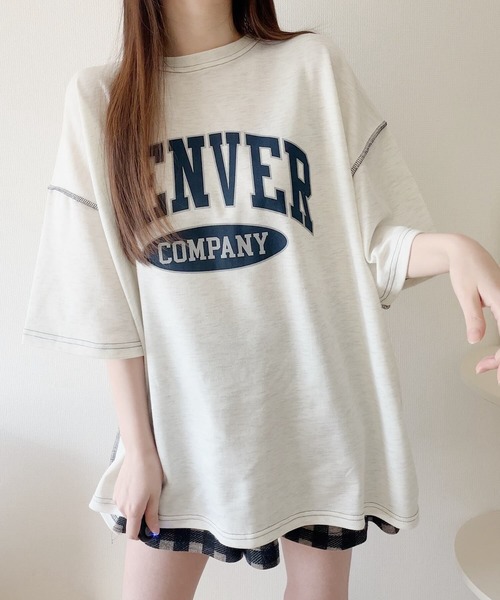 Nana（ナナ）の「ロゴプリントオーバーサイズステッチTシャツ（Tシャツ/カットソー・レディース・オフホワイト/ライトグレー/ネイビー/ブラック・FREE）」の13枚目の写真