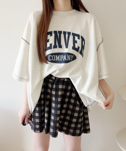 Nana（ナナ）の「ロゴプリントオーバーサイズステッチTシャツ（Tシャツ/カットソー・レディース・オフホワイト/ライトグレー/ネイビー/ブラック・FREE）」の15枚目の写真