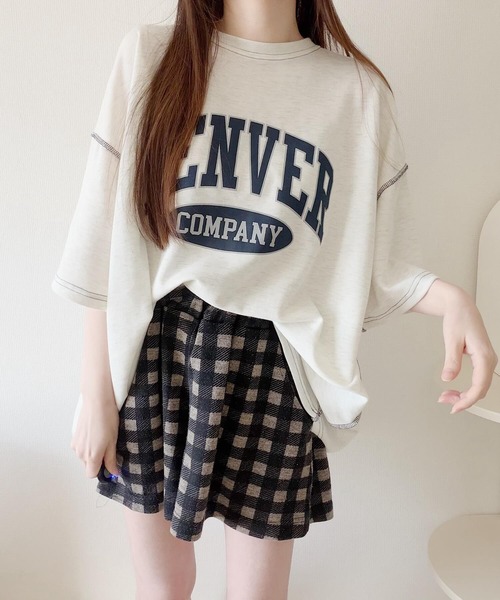 Nana（ナナ）の「ロゴプリントオーバーサイズステッチTシャツ（Tシャツ/カットソー・レディース・オフホワイト/ライトグレー/ネイビー/ブラック・FREE）」の16枚目の写真