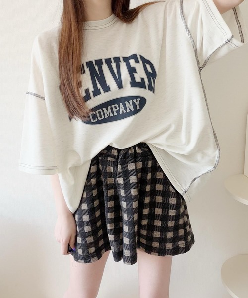 Nana（ナナ）の「ロゴプリントオーバーサイズステッチTシャツ（Tシャツ/カットソー・レディース・オフホワイト/ライトグレー/ネイビー/ブラック・FREE）」の18枚目の写真
