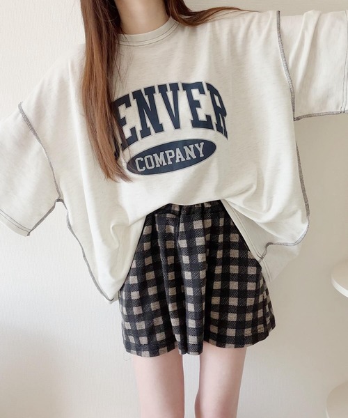 Nana（ナナ）の「ロゴプリントオーバーサイズステッチTシャツ（Tシャツ/カットソー・レディース・オフホワイト/ライトグレー/ネイビー/ブラック・FREE）」の19枚目の写真