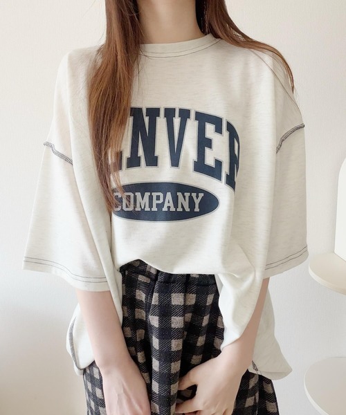 Nana（ナナ）の「ロゴプリントオーバーサイズステッチTシャツ（Tシャツ/カットソー・レディース・オフホワイト/ライトグレー/ネイビー/ブラック・FREE）」の20枚目の写真
