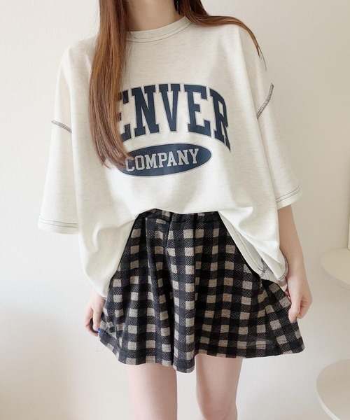 Nana（ナナ）の「ロゴプリントオーバーサイズステッチTシャツ（Tシャツ/カットソー・レディース・オフホワイト/ライトグレー/ネイビー/ブラック・FREE）」の21枚目の写真