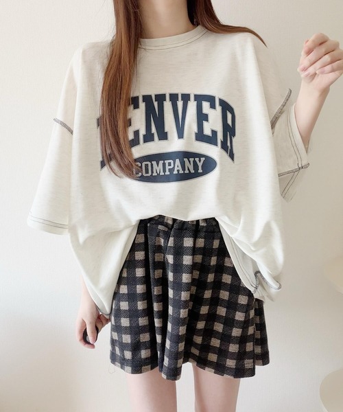 Nana（ナナ）の「ロゴプリントオーバーサイズステッチTシャツ（Tシャツ/カットソー・レディース・オフホワイト/ライトグレー/ネイビー/ブラック・FREE）」の22枚目の写真