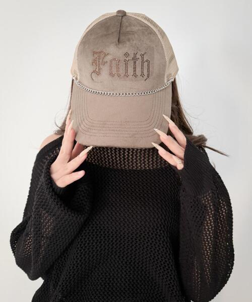 WEGO（ウィゴー）の「WEGO/【26年春新作】チェーンベロアメッシュキャップ（キャップ・レディース・ブラウン/ピンク/グレー・FREE）」の3枚目の写真