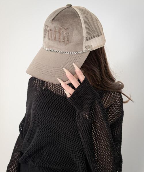 WEGO（ウィゴー）の「WEGO/【26年春新作】チェーンベロアメッシュキャップ（キャップ・レディース・ブラウン/ピンク/グレー・FREE）」の7枚目の写真