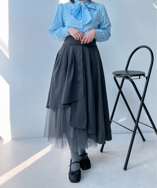 AS KNOW AS plus（アズノゥアズプラス）の「〇チュール重ね配色フレアスカート（スカート・レディース・ブルーグレー/ネイビー/チャコールグレー・FREE）」の21枚目の写真