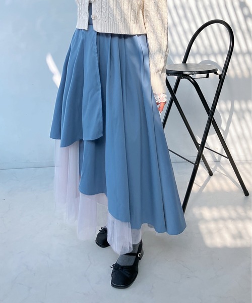 AS KNOW AS plus（アズノゥアズプラス）の「〇チュール重ね配色フレアスカート（スカート・レディース・ブルーグレー/ネイビー/チャコールグレー・FREE）」の15枚目の写真