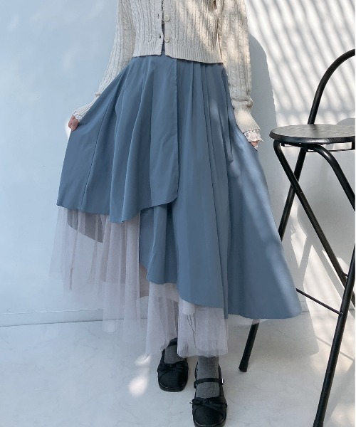 AS KNOW AS plus（アズノゥアズプラス）の「〇チュール重ね配色フレアスカート（スカート・レディース・ブルーグレー/ネイビー/チャコールグレー・FREE）」の22枚目の写真