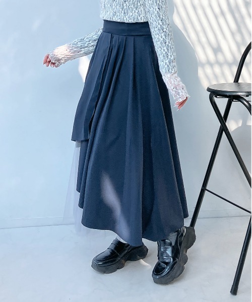 AS KNOW AS plus（アズノゥアズプラス）の「〇チュール重ね配色フレアスカート（スカート・レディース・ブルーグレー/ネイビー/チャコールグレー・FREE）」の16枚目の写真