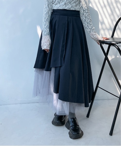 AS KNOW AS plus（アズノゥアズプラス）の「〇チュール重ね配色フレアスカート（スカート・レディース・ブルーグレー/ネイビー/チャコールグレー・FREE）」の17枚目の写真