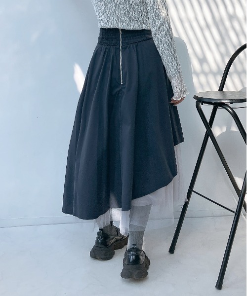 AS KNOW AS plus（アズノゥアズプラス）の「〇チュール重ね配色フレアスカート（スカート・レディース・ブルーグレー/ネイビー/チャコールグレー・FREE）」の18枚目の写真