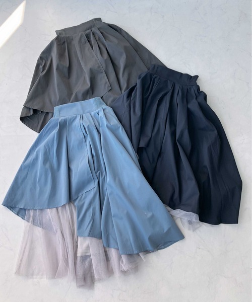 AS KNOW AS plus（アズノゥアズプラス）の「〇チュール重ね配色フレアスカート（スカート・レディース・ブルーグレー/ネイビー/チャコールグレー・FREE）」の19枚目の写真