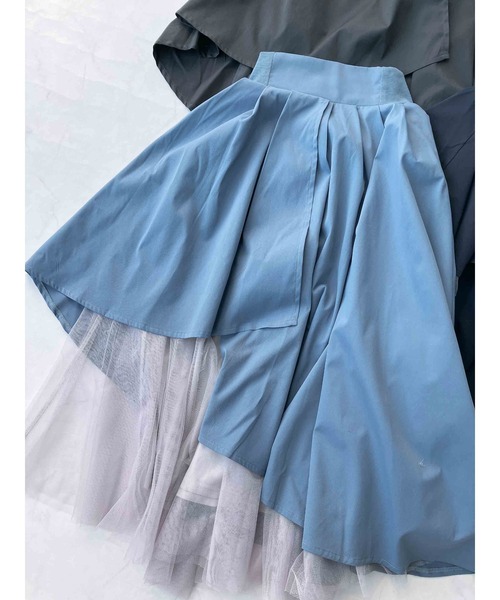 AS KNOW AS plus（アズノゥアズプラス）の「〇チュール重ね配色フレアスカート（スカート・レディース・ブルーグレー/ネイビー/チャコールグレー・FREE）」の20枚目の写真