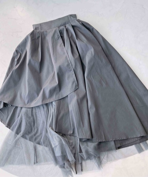 AS KNOW AS plus（アズノゥアズプラス）の「〇チュール重ね配色フレアスカート（スカート・レディース・ブルーグレー/ネイビー/チャコールグレー・FREE）」の13枚目の写真