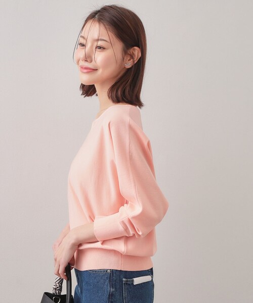 index（インデックス）の「フロントパーツ付きドルマンスリーブニット【洗濯機OK/抗ピル】《7col》（ニット/セーター・レディース・ネイビー系5/ナチュラル/チャコールグレー/ホワイト系9/ホワイト系8/パープル/ピンク系・42/40/38/36）」の11枚目の写真