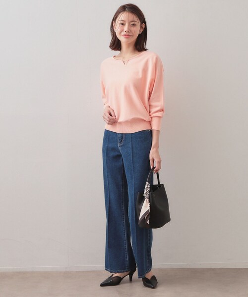 index（インデックス）の「フロントパーツ付きドルマンスリーブニット【洗濯機OK/抗ピル】《7col》（ニット/セーター・レディース・ネイビー系5/ナチュラル/チャコールグレー/ホワイト系9/ホワイト系8/パープル/ピンク系・42/40/38/36）」の13枚目の写真