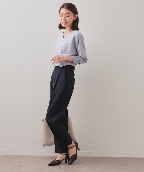 index（インデックス）の「フロントパーツ付きドルマンスリーブニット【洗濯機OK/抗ピル】《7col》（ニット/セーター・レディース・ネイビー系5/ナチュラル/チャコールグレー/ホワイト系9/ホワイト系8/パープル/ピンク系・42/40/38/36）」の17枚目の写真