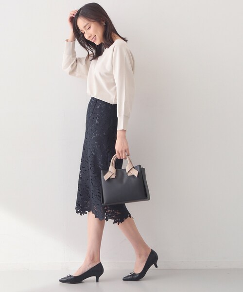 index（インデックス）の「フロントパーツ付きドルマンスリーブニット【洗濯機OK/抗ピル】《7col》（ニット/セーター・レディース・ネイビー系5/ナチュラル/チャコールグレー/ホワイト系9/ホワイト系8/パープル/ピンク系・42/40/38/36）」の21枚目の写真