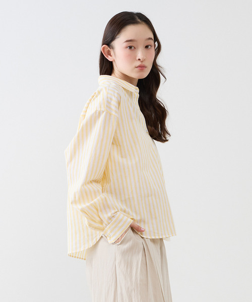 The Duchess Designs(ダッチェス・デザイン)の「《別注》【 The Duchess Designs/ザ ダッチェス デザイン】綿麻レギュラーカラーシャツ(シャツ/ブラウス・レディース・イエロー系その他/ホワイト/ピンク/ブルー系その他・FREE)」の4枚目の写真