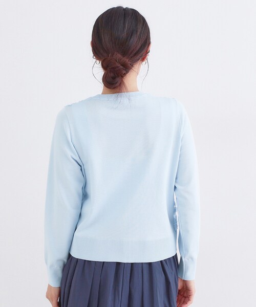 OPAQUE.CLIP(オペークドットクリップ)の「チュールレースニットカーディガン【洗える】(カーディガン/ボレロ・レディース・ネイビー/サックスブルー/グレー・38/40/42)」の18枚目の写真