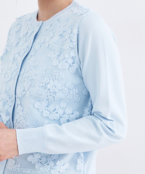 OPAQUE.CLIP(オペークドットクリップ)の「チュールレースニットカーディガン【洗える】(カーディガン/ボレロ・レディース・ネイビー/サックスブルー/グレー・38/40/42)」の20枚目の写真