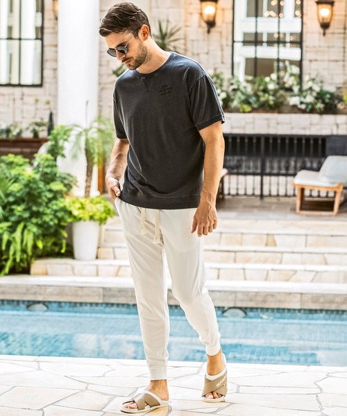 1PIU1UGUALE3  RELAX （ウノピゥウノウグァーレトレ リラックス）の「1PIU1UGUALE3 RELAX(ウノピゥウノウグァーレトレ リラックス)ロゴ刺繍 ピグメントスウェットジョガーパンツ（その他パンツ・メンズ・ホワイト/ブラック/サックスブルー/ピンク・S/M/L/XL/XXL）」の9枚目の写真