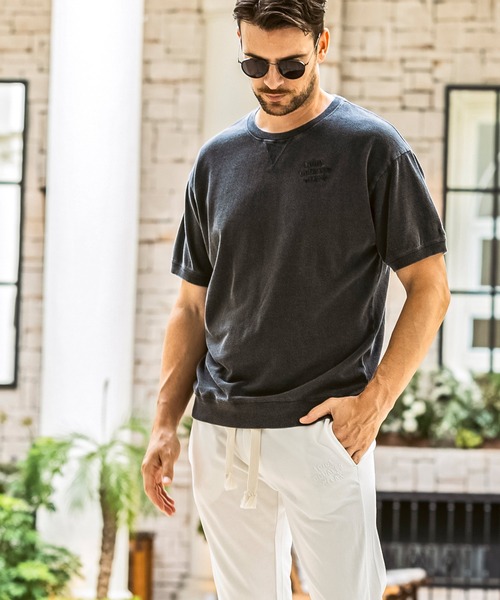 1PIU1UGUALE3  RELAX （ウノピゥウノウグァーレトレ リラックス）の「1PIU1UGUALE3 RELAX(ウノピゥウノウグァーレトレ リラックス)ロゴ刺繍 ピグメントスウェットジョガーパンツ（その他パンツ・メンズ・ホワイト/ブラック/サックスブルー/ピンク・S/M/L/XL/XXL）」の10枚目の写真