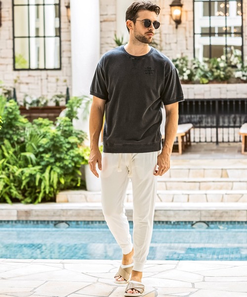 1PIU1UGUALE3  RELAX （ウノピゥウノウグァーレトレ リラックス）の「1PIU1UGUALE3 RELAX(ウノピゥウノウグァーレトレ リラックス)ロゴ刺繍 ピグメントスウェットジョガーパンツ（その他パンツ・メンズ・ホワイト/ブラック/サックスブルー/ピンク・S/M/L/XL/XXL）」の12枚目の写真