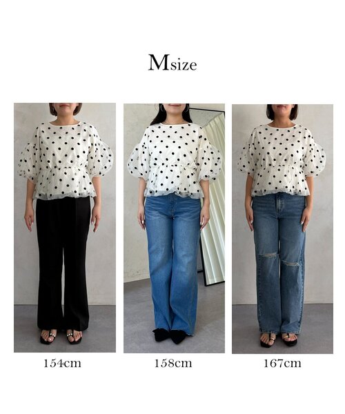 prose verse（プロズヴェール）の「シアードットバルーンペプラムブラウス（シャツ/ブラウス・レディース・ブラック/オフホワイト・MEDIUM/LARGE）」の3枚目の写真