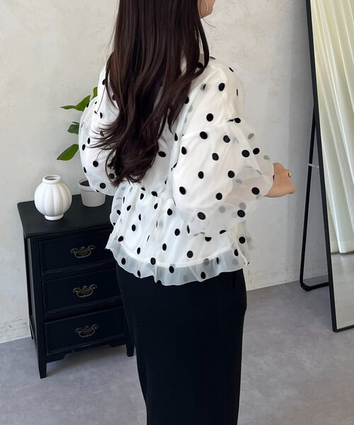 prose verse（プロズヴェール）の「シアードットバルーンペプラムブラウス（シャツ/ブラウス・レディース・ブラック/オフホワイト・MEDIUM/LARGE）」の13枚目の写真