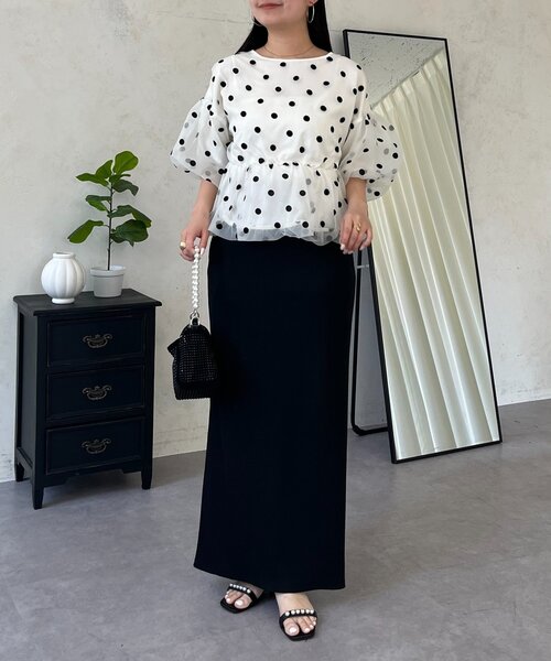 prose verse（プロズヴェール）の「シアードットバルーンペプラムブラウス（シャツ/ブラウス・レディース・ブラック/オフホワイト・MEDIUM/LARGE）」の16枚目の写真