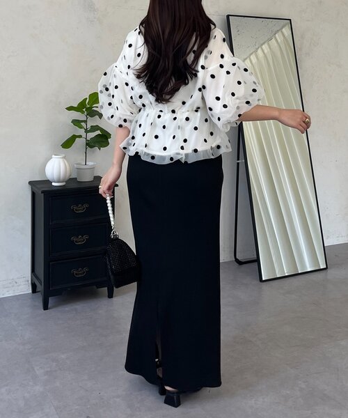 prose verse（プロズヴェール）の「シアードットバルーンペプラムブラウス（シャツ/ブラウス・レディース・ブラック/オフホワイト・MEDIUM/LARGE）」の21枚目の写真