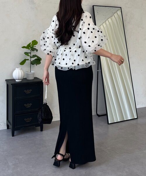 prose verse（プロズヴェール）の「シアードットバルーンペプラムブラウス（シャツ/ブラウス・レディース・ブラック/オフホワイト・MEDIUM/LARGE）」の22枚目の写真