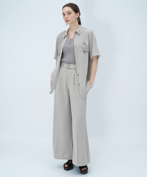 HARE(ハレ)の「トロミシシュウシャツ(HARE)(シャツ/ブラウス・レディース・ライトグレー/ブルー/ブラック/ホワイト/ブルーグリーン・FREE)」の18枚目の写真