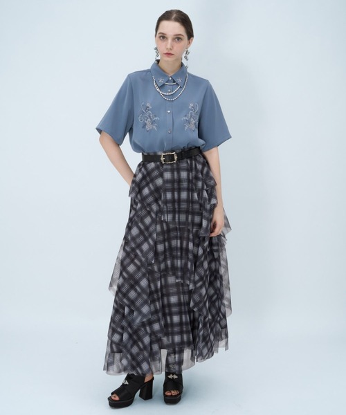 HARE(ハレ)の「トロミシシュウシャツ(HARE)(シャツ/ブラウス・レディース・ライトグレー/ブルー/ブラック/ホワイト/ブルーグリーン・FREE)」の16枚目の写真